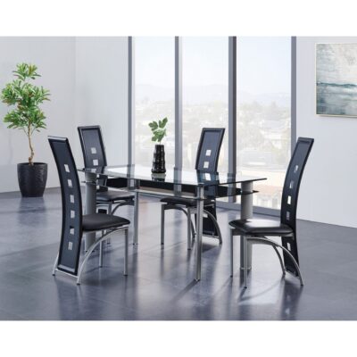 Rectangular Glass Top with Black Trim Dining Table - imagine 2