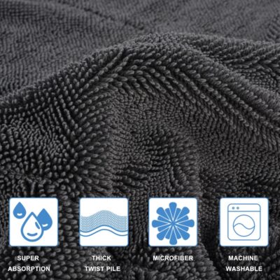 Prosop microfibra uscare autoturism,doua fete, 1600 GSM, 50 x 80cm,GRI - imagine 5