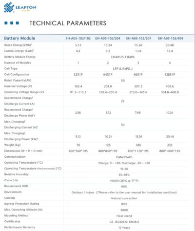Leapton EH-A05-15.36kwh-BESS-High Voltage Battery - imagine 4