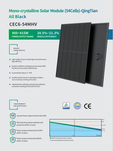 CECEP Solar CEC6-54MHV 405 Wp Full Black - imagine 2