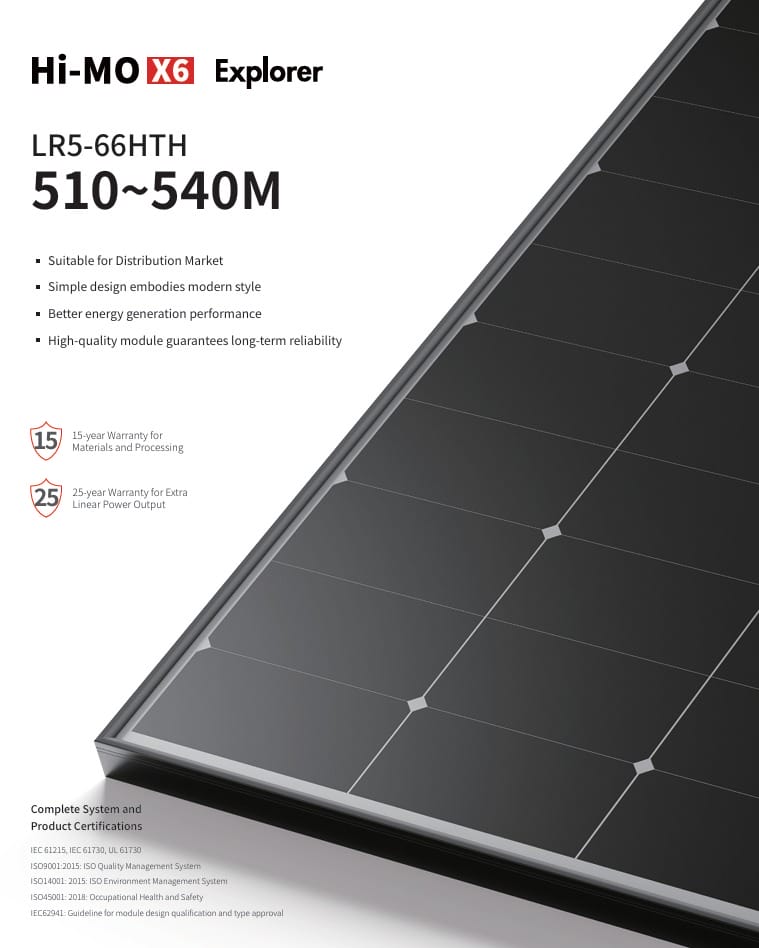 Longi Solar LR5-66HTH-525M-Black Frame - imagine 3