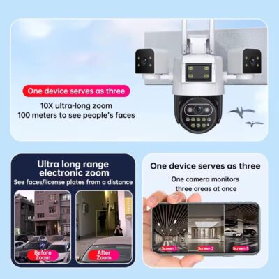 Camera de Supraveghere cu 3 Lentile-Conexiune 4G/WiFi-Wireless-SD card 128Gb - imagine 4